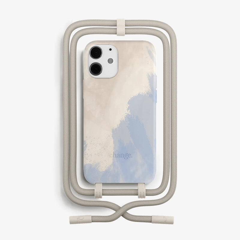 IPhone 11/ Xr Chaîne pour téléphone portable détachable Beige Bleu