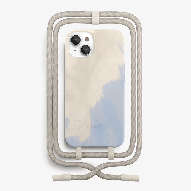 IPhone 14 Plus Coque Cordon détachable Beige Bleu