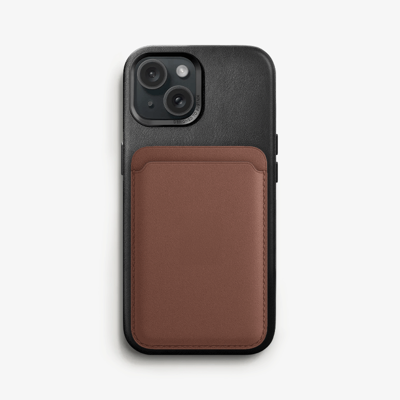 Étui en cuir végétalien iPhone 15 Plus noir