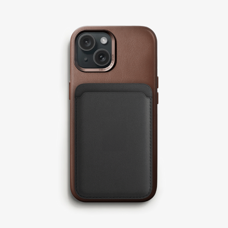 Étui en cuir végétalien brun pour iPhone 13