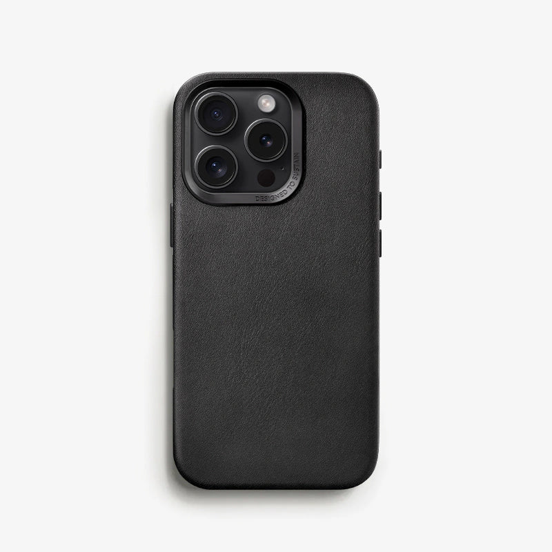 Étui en cuir noir pour iPhone 16 Pro Magsafe