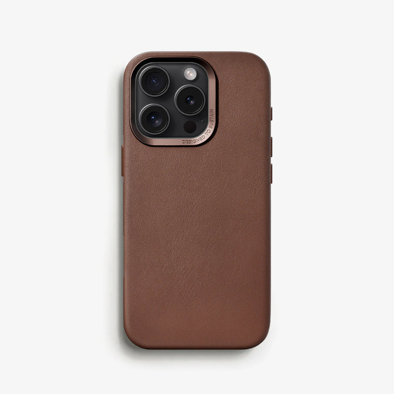 Étui en cuir brun pour iPhone 16 Pro Magsafe