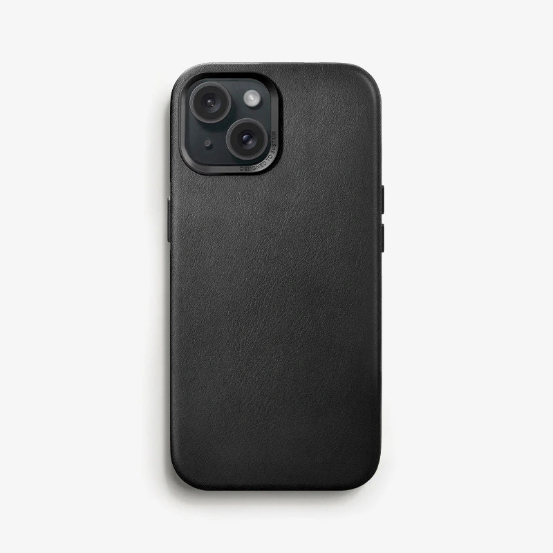 Étui en cuir végétalien iPhone 15 Plus noir
