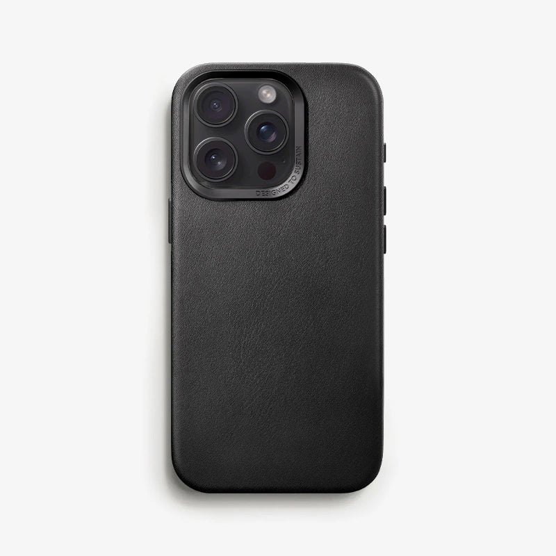 Étui en cuir végétalien iPhone 15 Pro noir