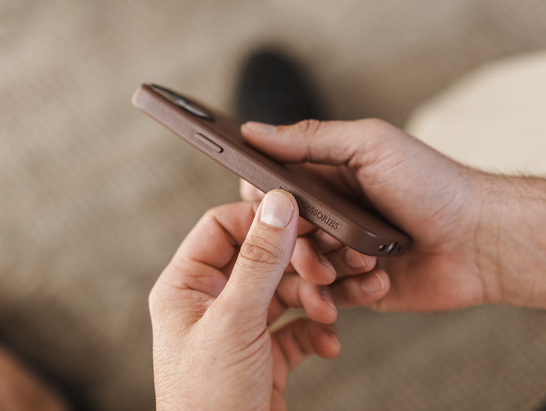 Etui en cuir végétalien pour iPhone 15