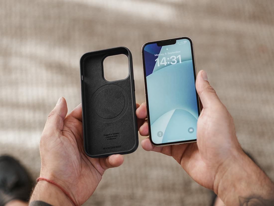 Etui en cuir végétalien pour iPhone 15