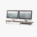 Support D'écran En Bois Avec Tiroirs - Pour 2 écrans, Hauteur Réglable, Rangement Bureau | Noir, 100x24cm - 12