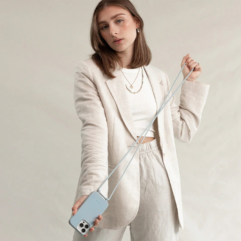 Iphone 13 Pro Chaîne de téléphone portable détachable bleu pastel