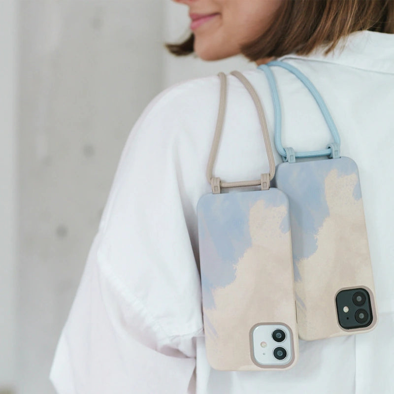 IPhone 13 Chaîne pour téléphone portable détachable Beige Bleu