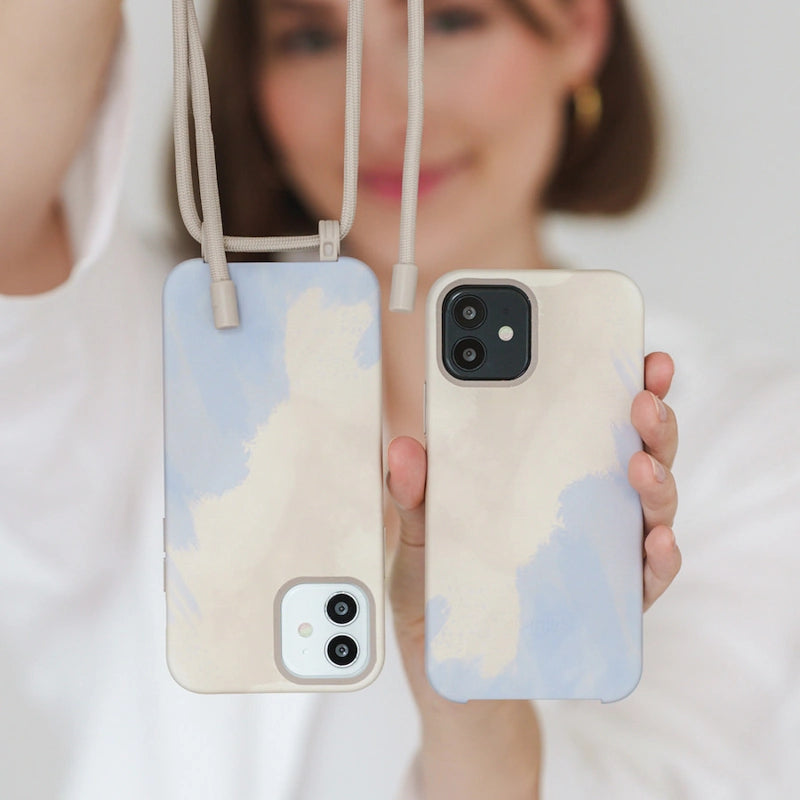 IPhone 14 Pro Max Cqoue Cordon détachable Beige Bleu
