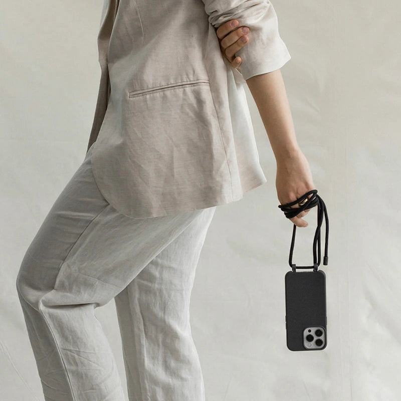 Chaîne pour téléphone portable iPhone 12 Pro amovible Noir