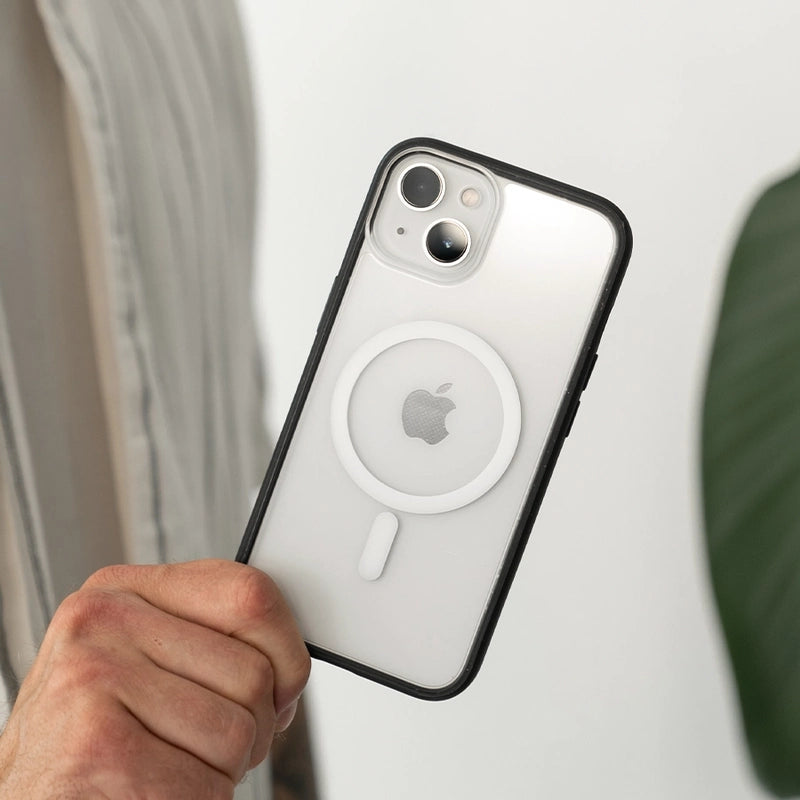 Coque transparente MagSafe pour Iphone 15 Plus - noir/clair