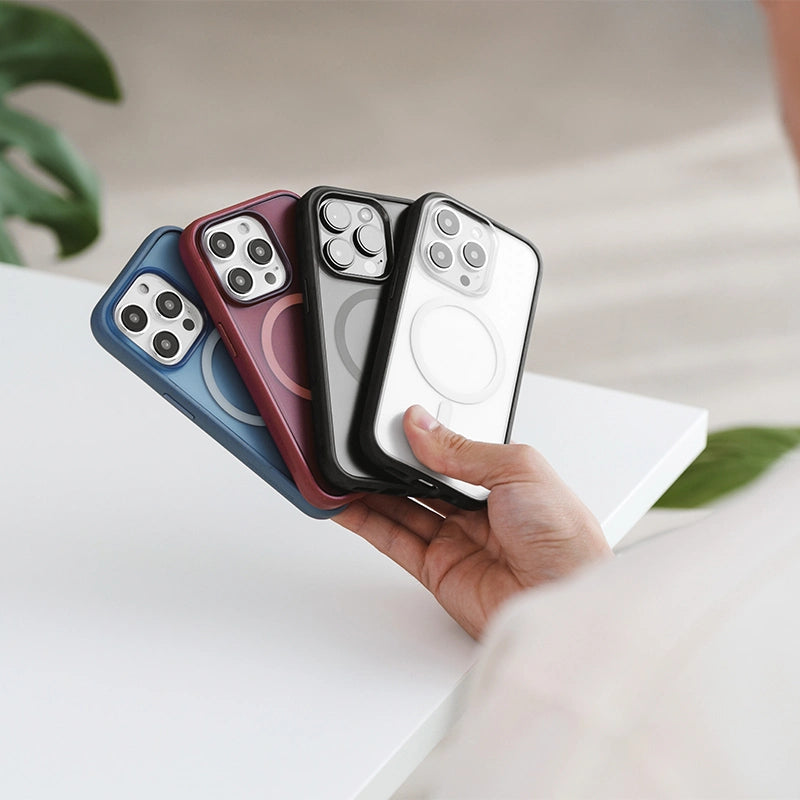 Coque transparent MagSafe pour Iphone 15 Pro, noir/clair