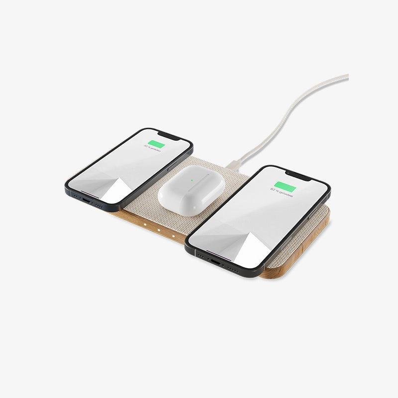 Support moniteur USB avec chargeur à induction - bois et métal