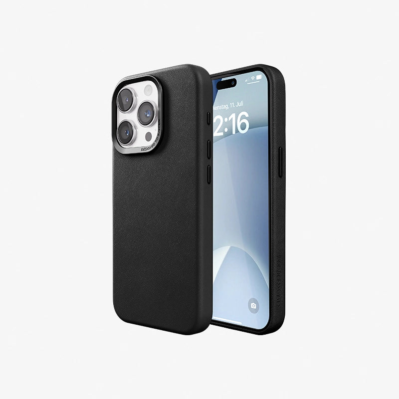 Étui en cuir végétalien iPhone 14 Pro noir
