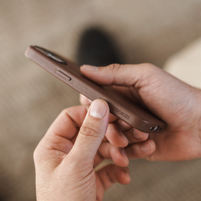 Etui en cuir végétalien pour iPhone 15