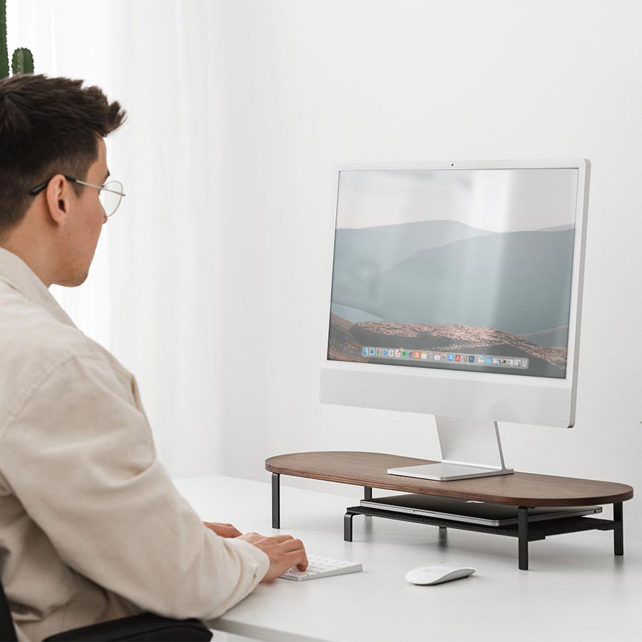 Rehausseur de moniteur avec support Noyer