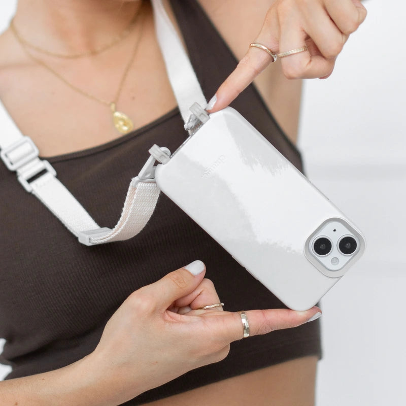 Chaîne pour iPhone 16 Pro avec sangle blanche