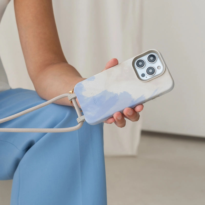 iPhone 16 Pro Chaîne de téléphone portable bleu crème