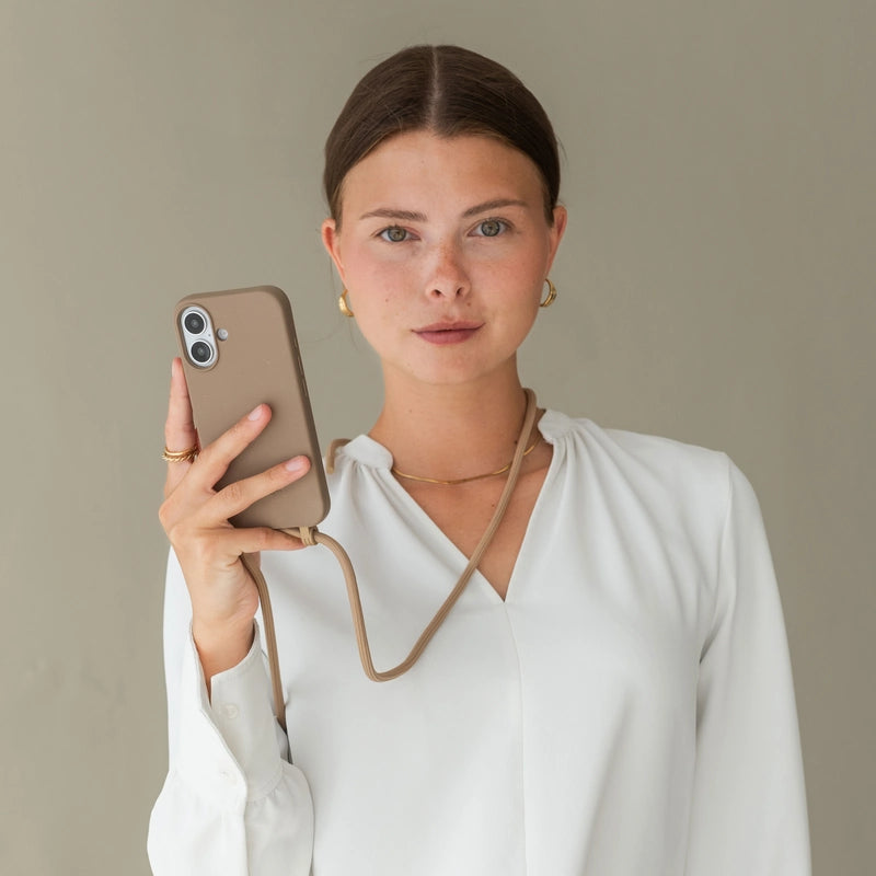 iPhone 16 Pro Max Chaîne de téléphone portable Taupe Marron