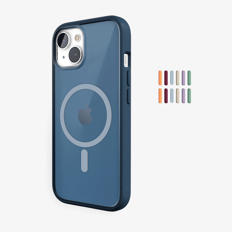 Clear Case Bleu mat iPhone 15 + boutons de couleur