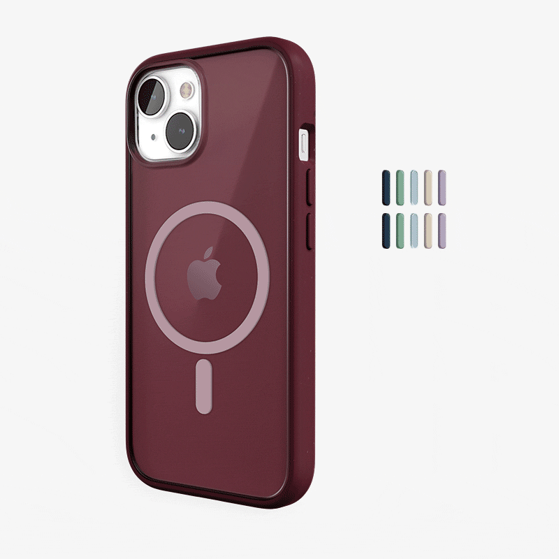 Clear Case Rouge mat iPhone 13 + boutons de couleur