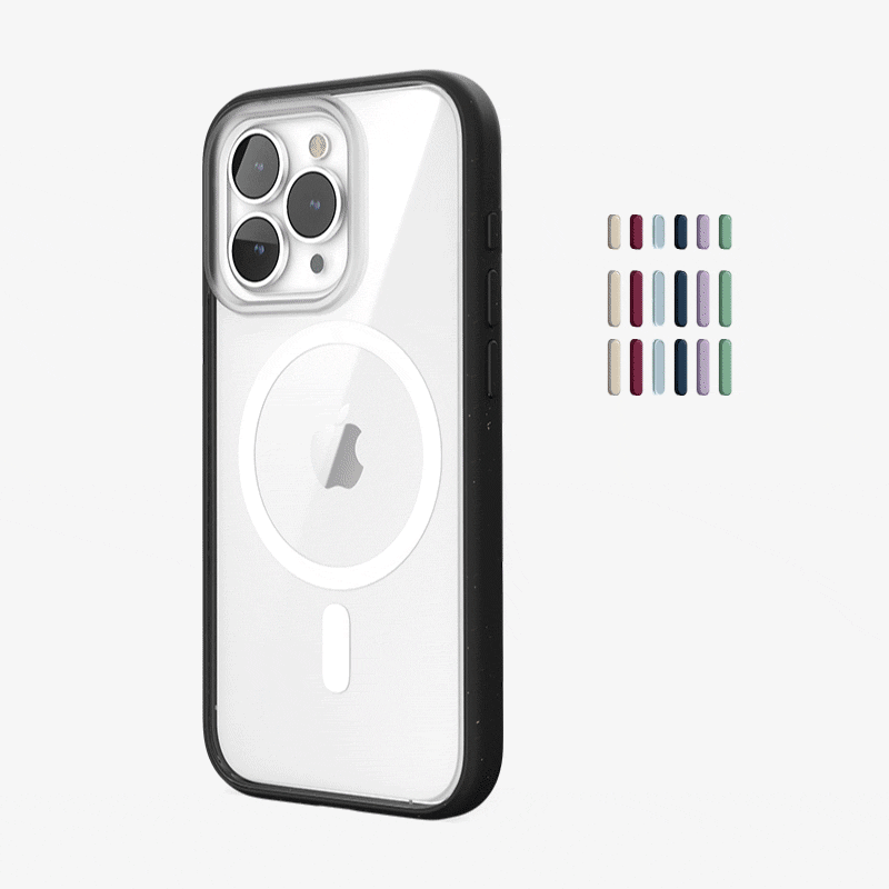Clear Case Noir iPhone 15 Pro + boutons de couleur
