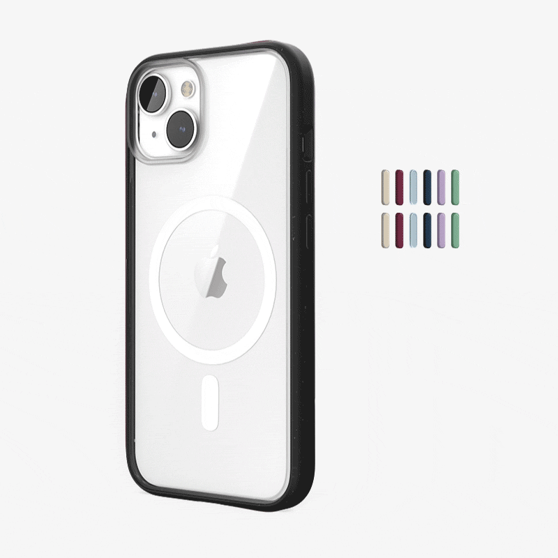 Clear Case Noir iPhone 15 Plus + boutons de couleur
