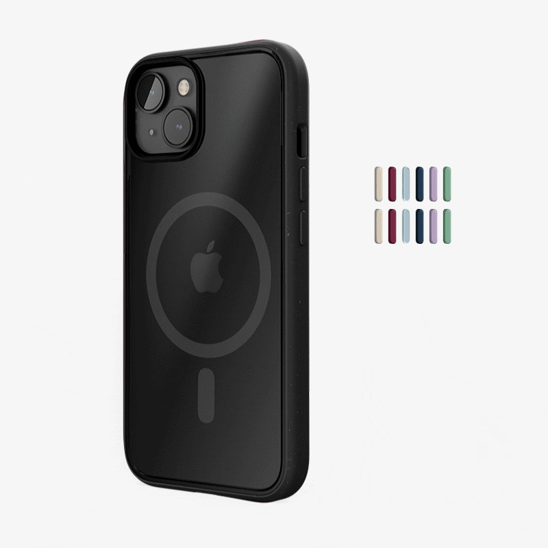 Clear Case Noir mat iPhone 14 + boutons de couleur