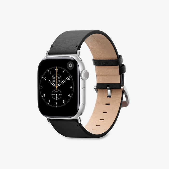 Woodcessories - Apple Watch Armband Leder Classic Schwarz - 44/45/46/49mm