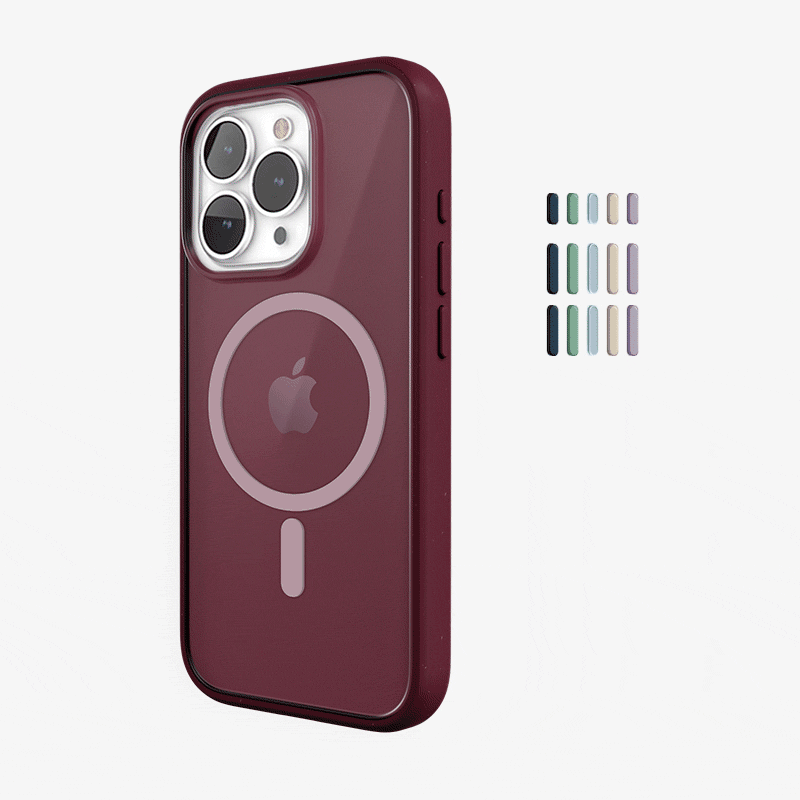 Clear Case Rouge mat iPhone 14 Pro + boutons de couleur