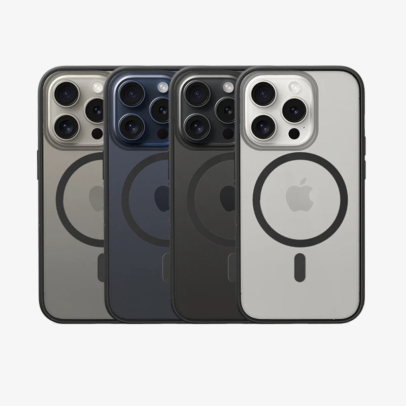 Clear Case Noir mat iPhone 15 Pro + boutons de couleur