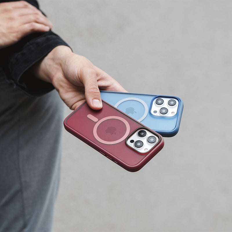 Clear Case Bleu mat iPhone 15 Pro + boutons de couleur