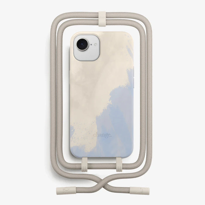 Woodcessories - Coque iPhone 16e avec Cordon détachable - Beige Bleu