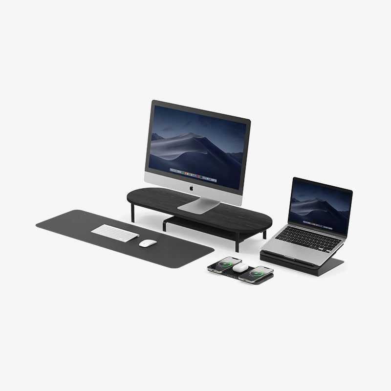 Laptop Stand + Monitor Stand Single + Multipad + Desk Mat Black Series