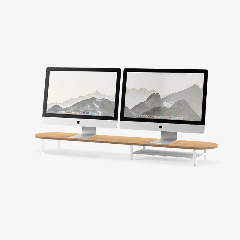 Elévation de moniteur pour 2 moniteurs avec tablette Chêne