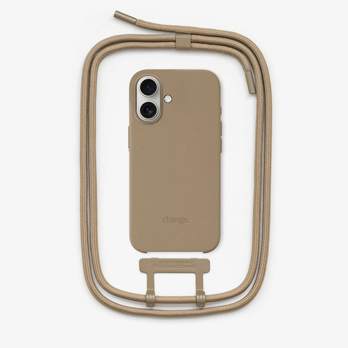 Coque iPhone 16 avec Cordon détachable - Taupe - Woodcessories