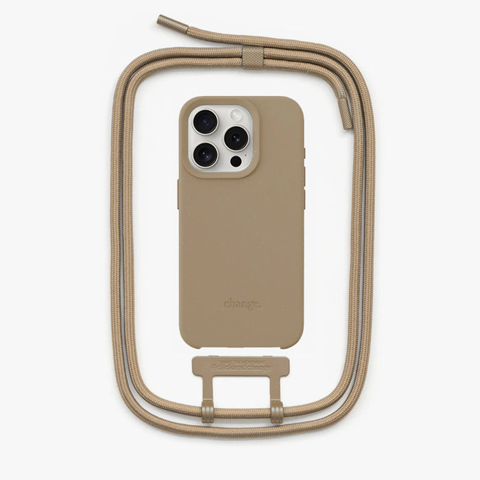 Coque iPhone 16 Pro Max avec Cordon détachable - Taupe - Woodcessories
