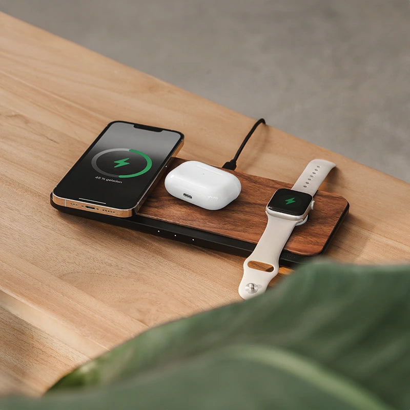 Station de Charge MagSafe avec Support pour iPhone + Chargeur Sans Fil pour  AirPods et Apple Watch - Noir - Français