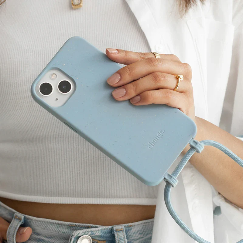 Iphone 13 Mini chaîne de téléphone portable amovible bleu pastel