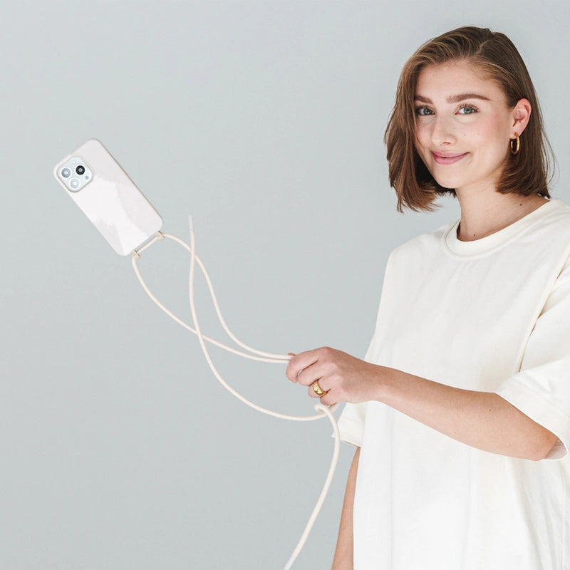 IPhone 13 Pro Max Chaîne pour téléphone portable détachable Crème Blanc