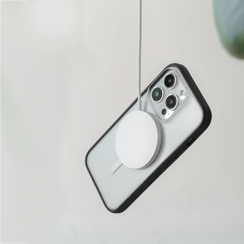 Coque transparente MagSafe pour Iphone 15 Plus - noir/clair