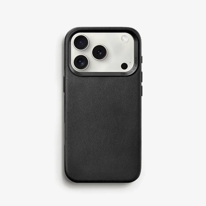 Etui en cuir végétalien iPhone 17 Pro noir