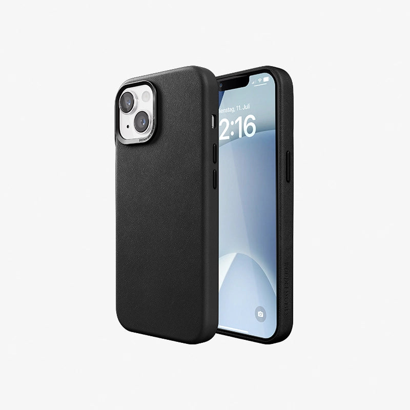 Étui en cuir végétalien iPhone 13 noir